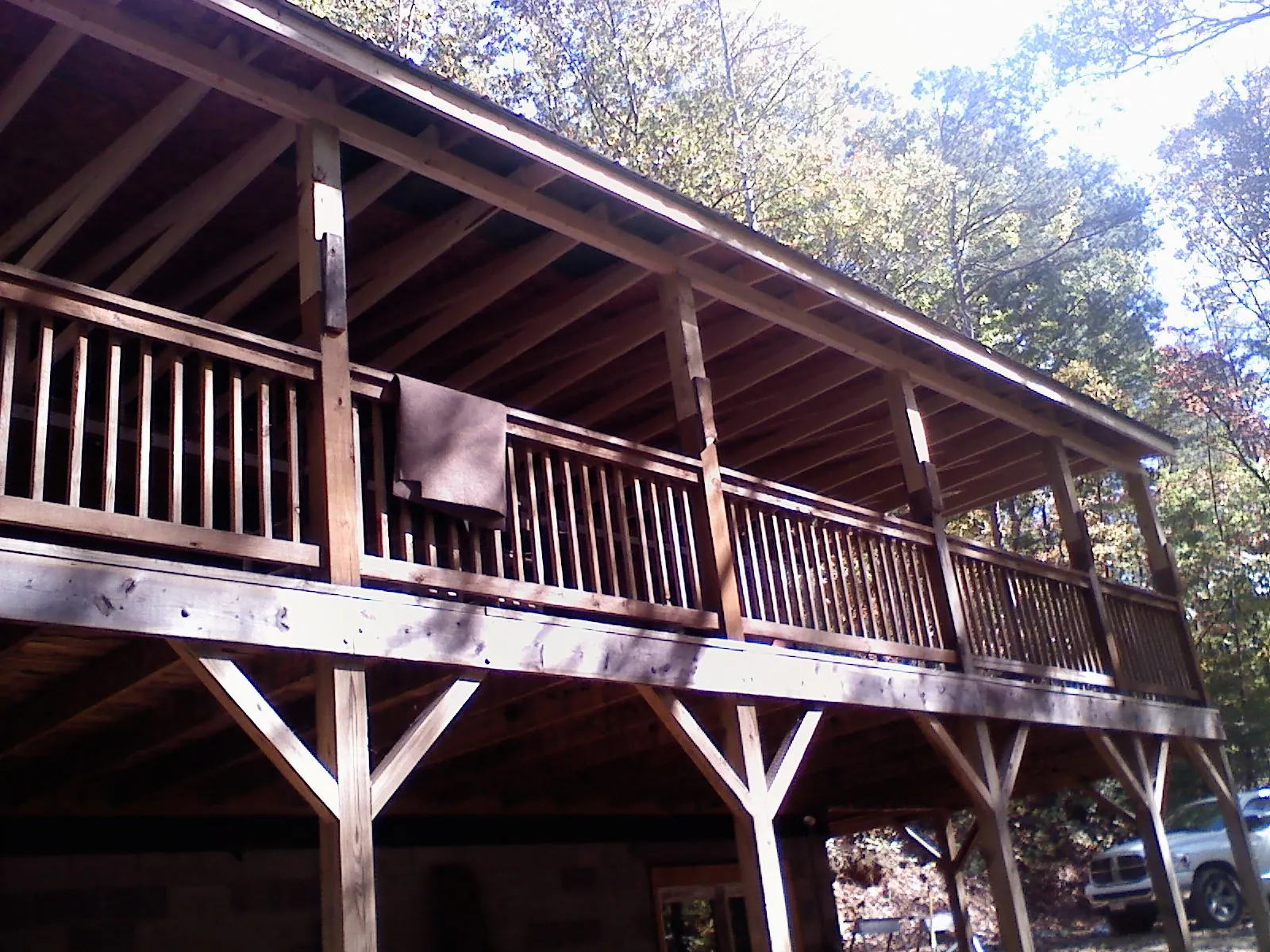 Timber framing under a new elevated porch and deck — Roof Leak Repair in Washington Crossing by Roofing Brothers